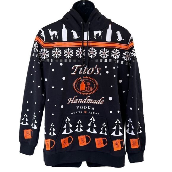 Titos Handmade Vodka Graphic Holiday Sweatshirt Hoodie - Picture 1 of 11